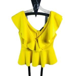 SHEIN NWOT Yellow sleeveless blouse, peplum style.